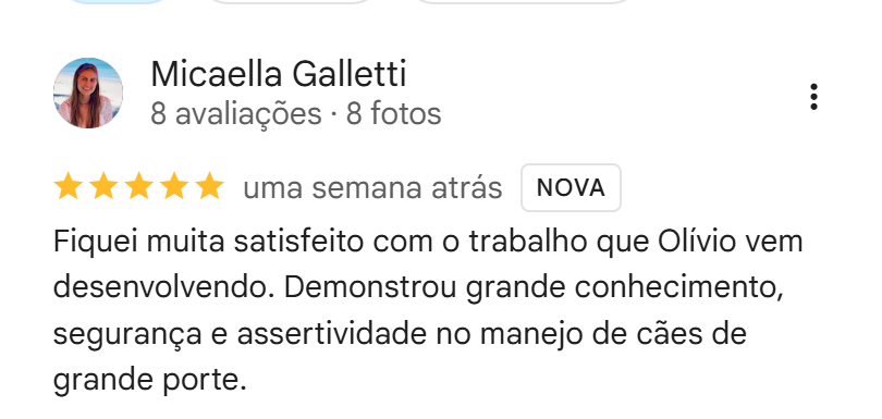 Avaliação de Micaella Galletti no Google, 5 estrelas
